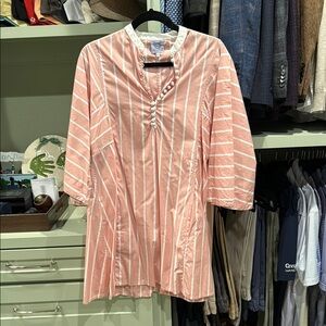Pink and White Casual Button Down Shirt with Striped Texture